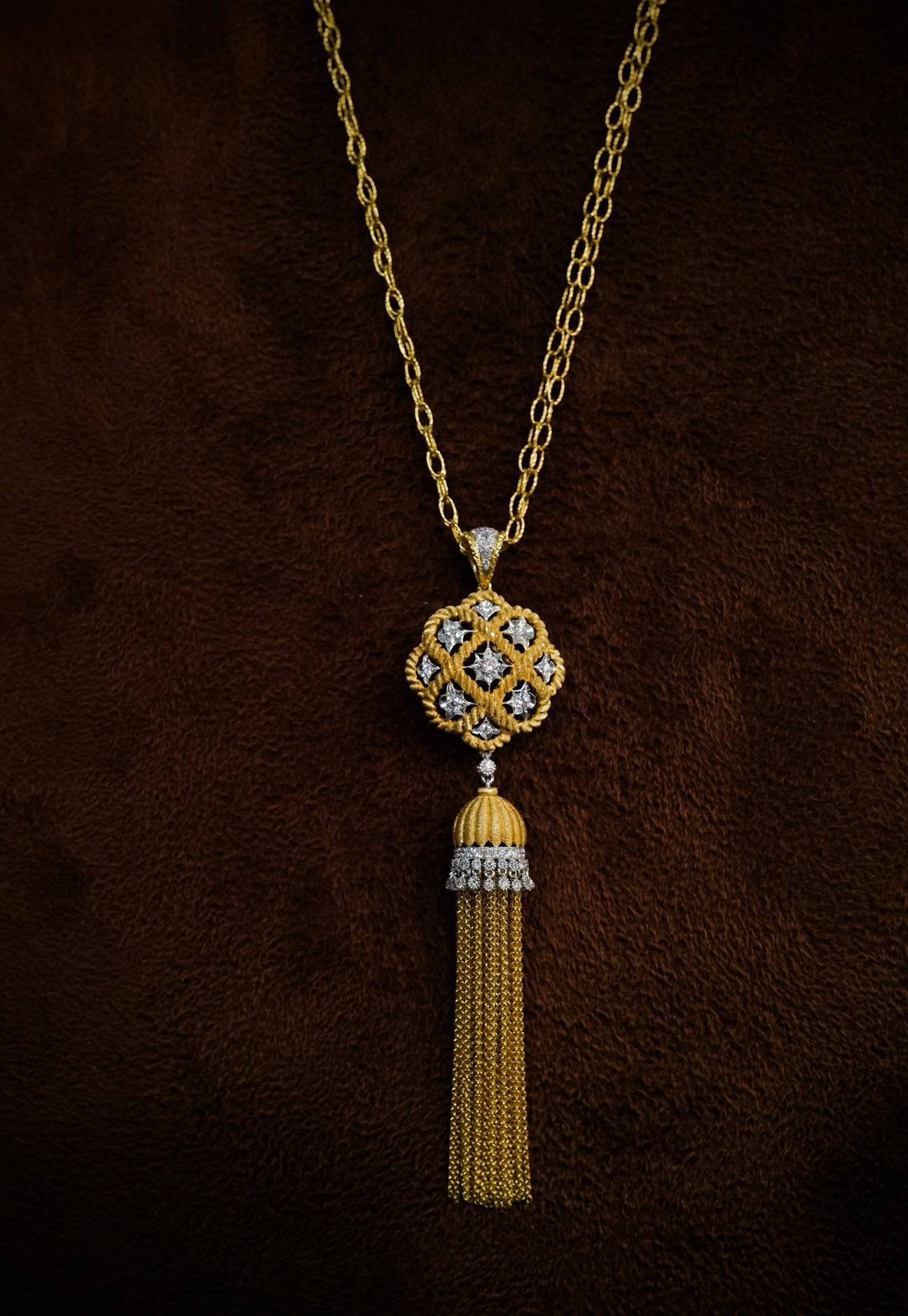 18K Gold and Diamond Tassel Necklace