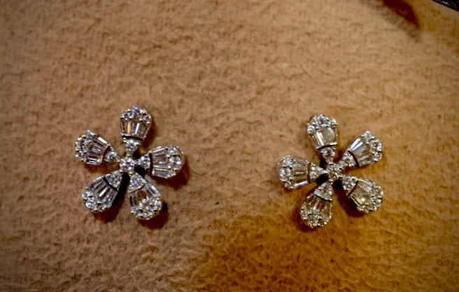 Flower Diamond Baguette Earrings