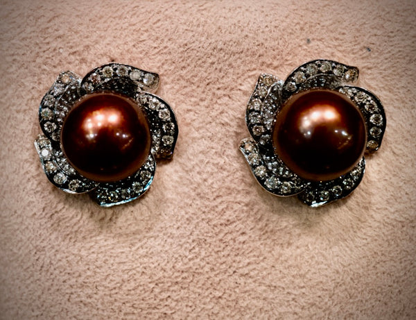 Chocolate Brown South Sea Pearl Earrings