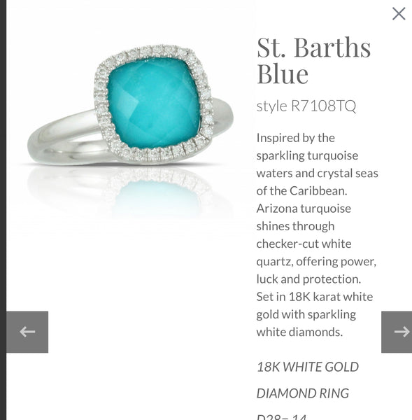 St. Barts Blue Turquoise Ring in 18K White Gold