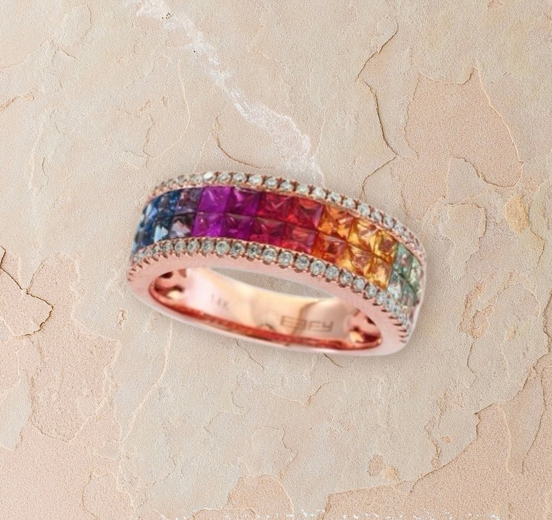 Multicolored Sapphire Ring in Rose Gold